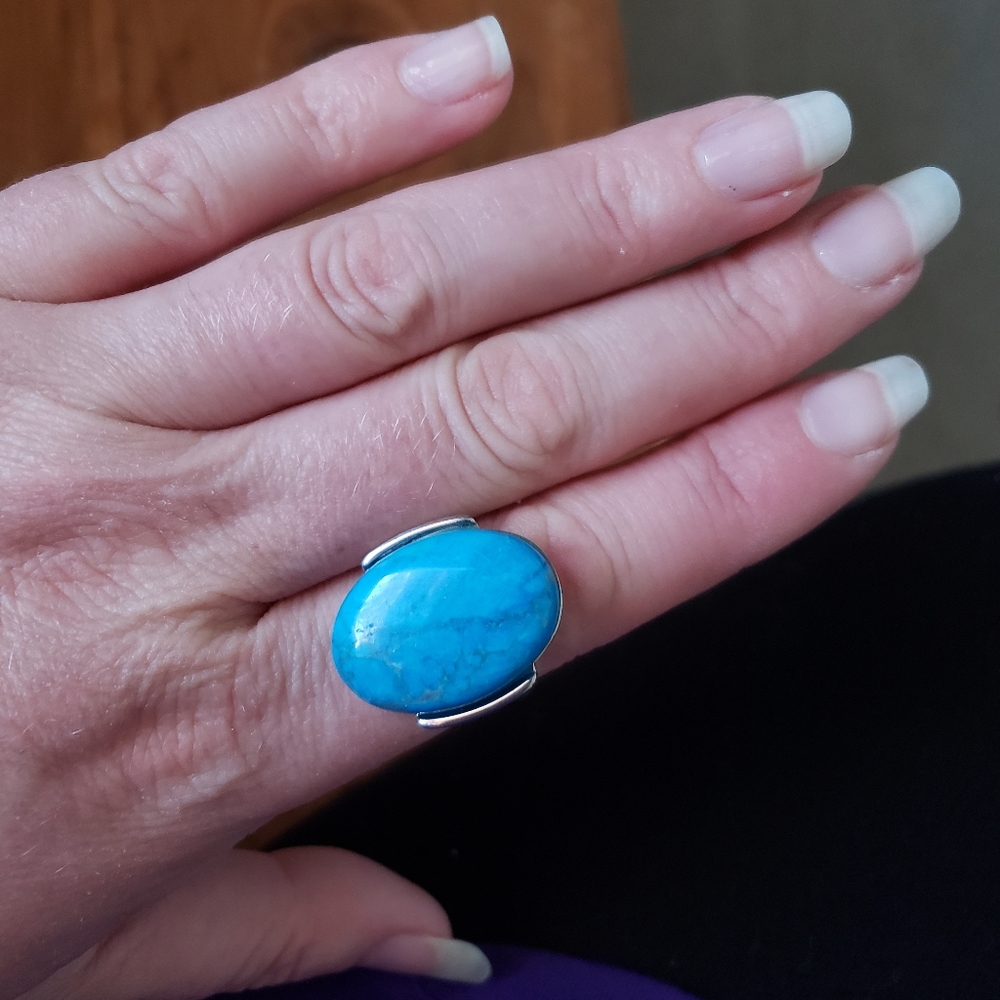 Faux Turquoise adjustable ring